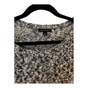 Tommy Hilfiger black and white open weave with silver metallic thread